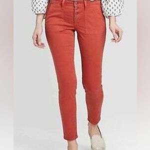 🚛MOVING SALE📦Sz 12 Midrise Skinny Sculpting Button Fly jeans Red Brick color